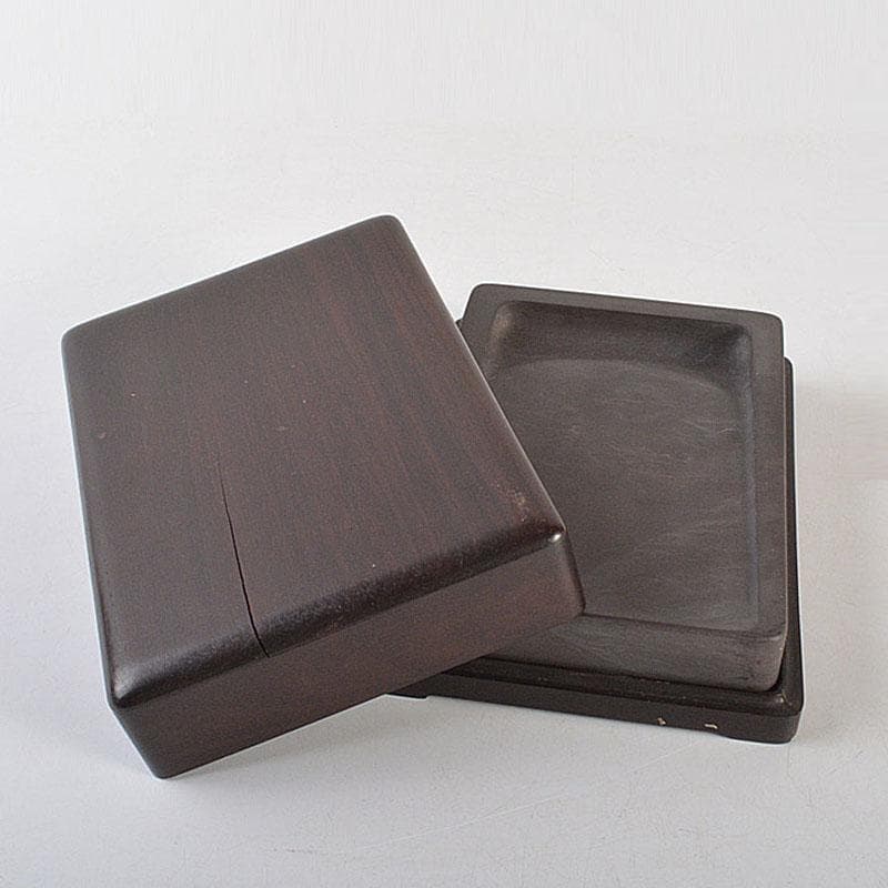 中国　書道具　端渓硯　唐木箱付　V　R7277