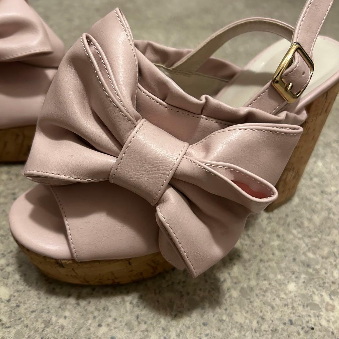 LIZ LISA 2WAYリボンサンダル 厚底 ピンク M