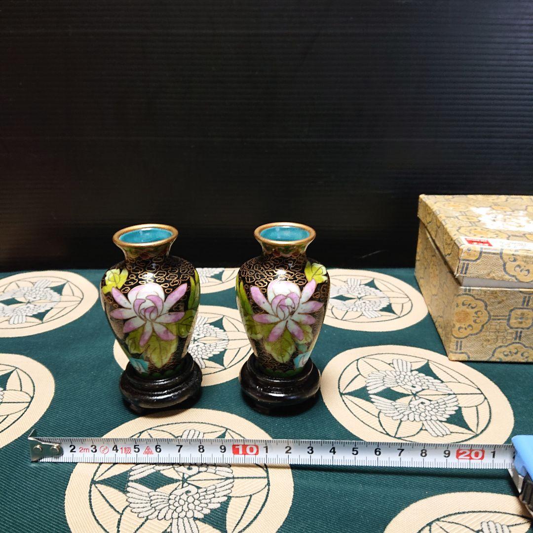 七宝花瓶、銅七宝焼時代物