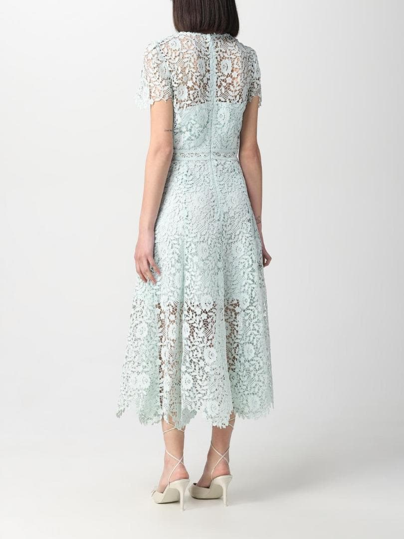 め*ん様 セルフポートレイト ワンピース 花柄 レース 刺繍 グリーン UK8