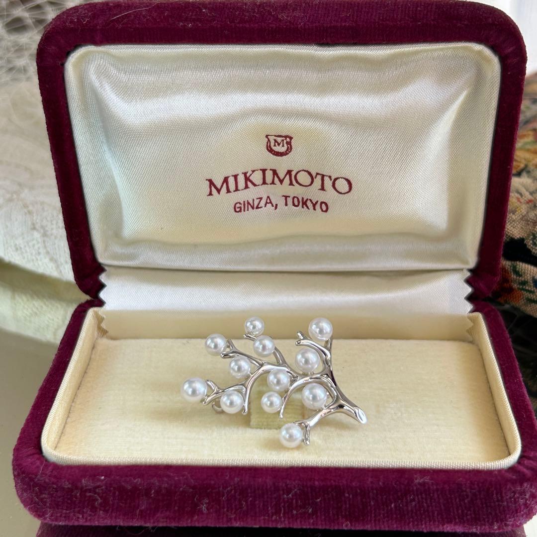 MIKIMOTO 幸福の木ブローチSサイズ　silverベビーあこや