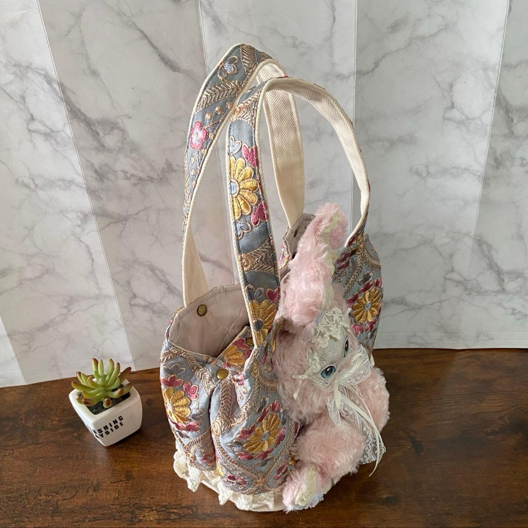 ☆*☆様 コヤンイサムチョン 【インド刺繍フリルバッグ】扇形 トートバッグ ハン