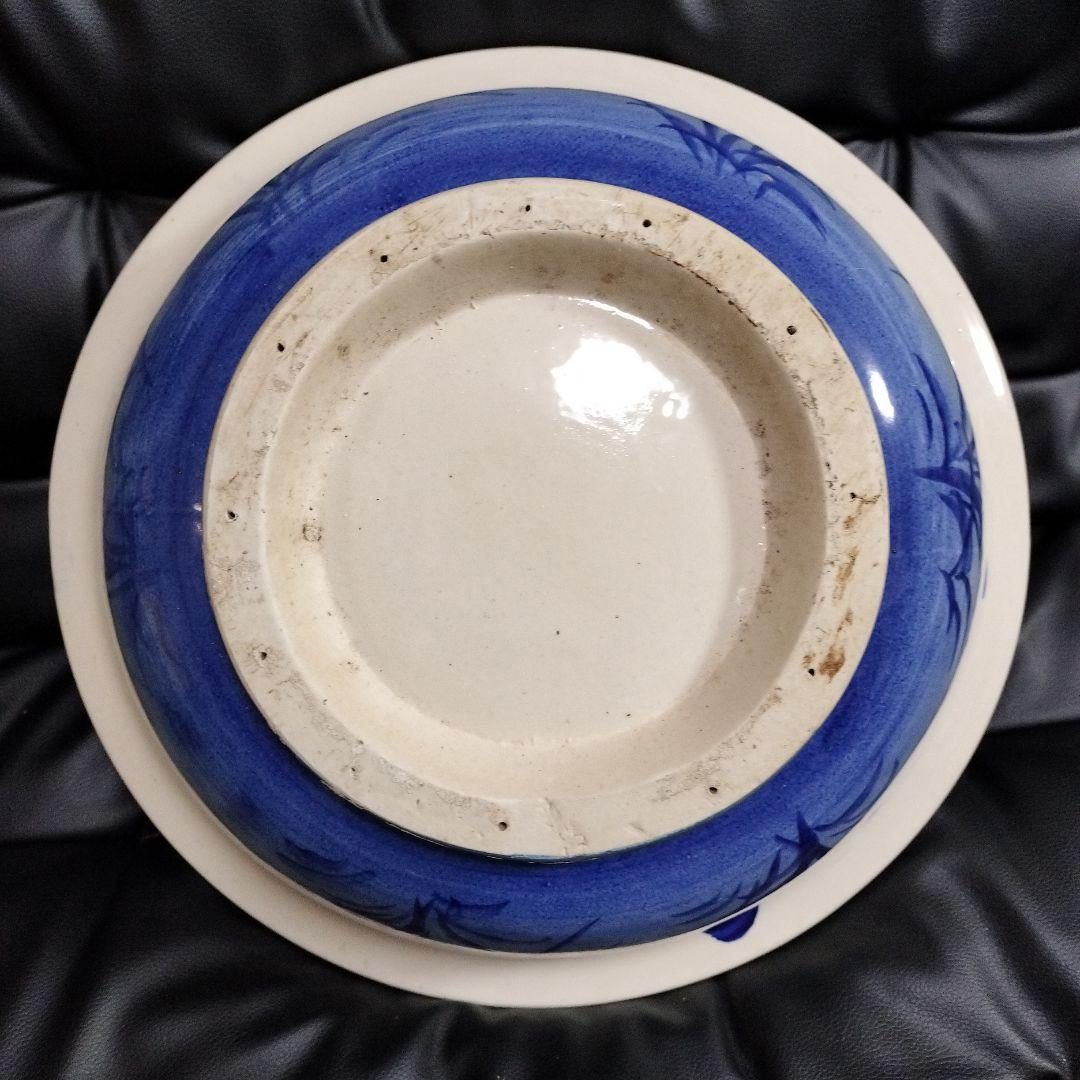 特大 41cm 古伊万里 幕末から明治期 染付 手描 鉢 骨董 アンティーク