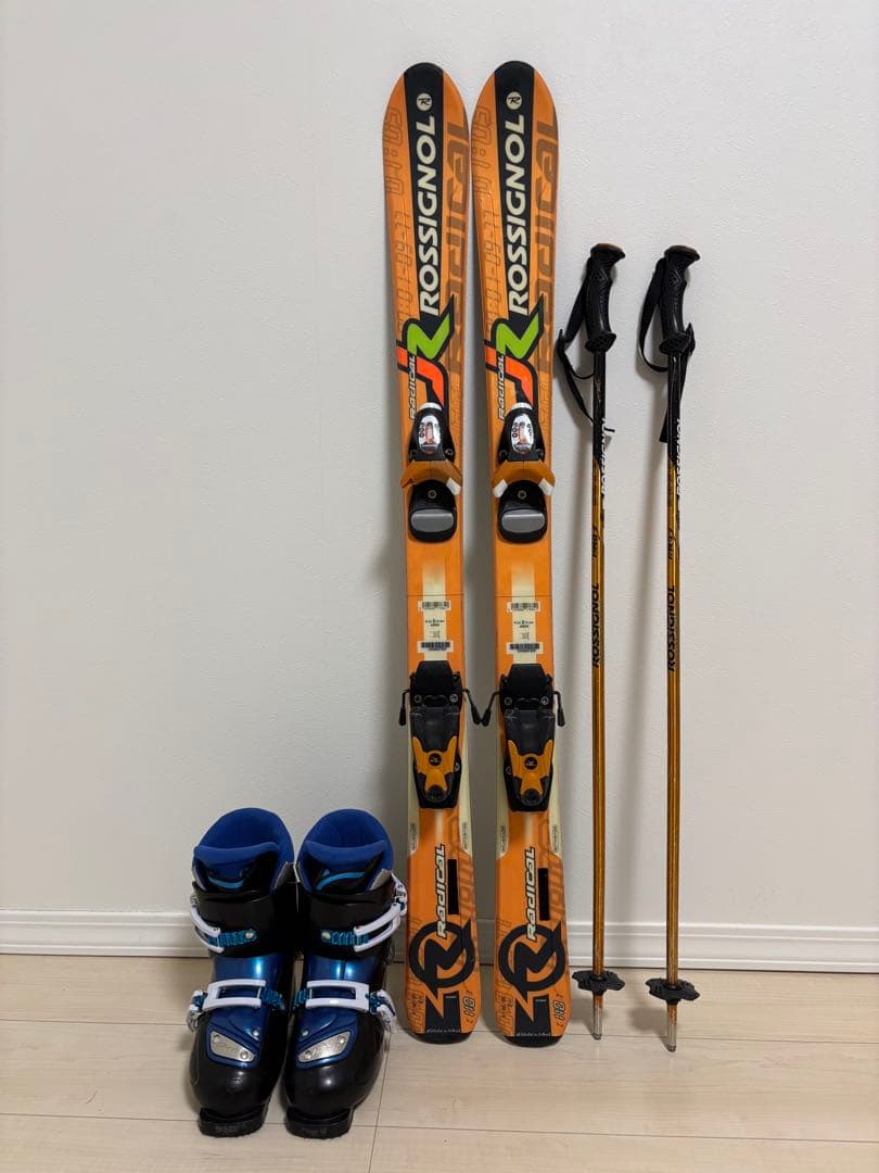 ROSSIGNOLジュニアスキー４点（板110cm、金具、靴21cm、ポール）