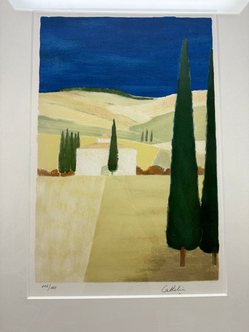 ベルナール・カトラン   「アレッツオ近郊」 リトグラフ　直サイン、ナンバーあり