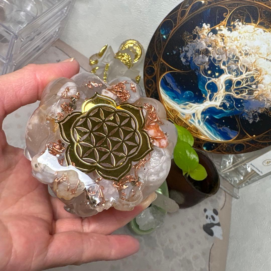 ひまわり様☆専用ページオルゴナイト まん丸の九尾の狐 桜瑪瑙