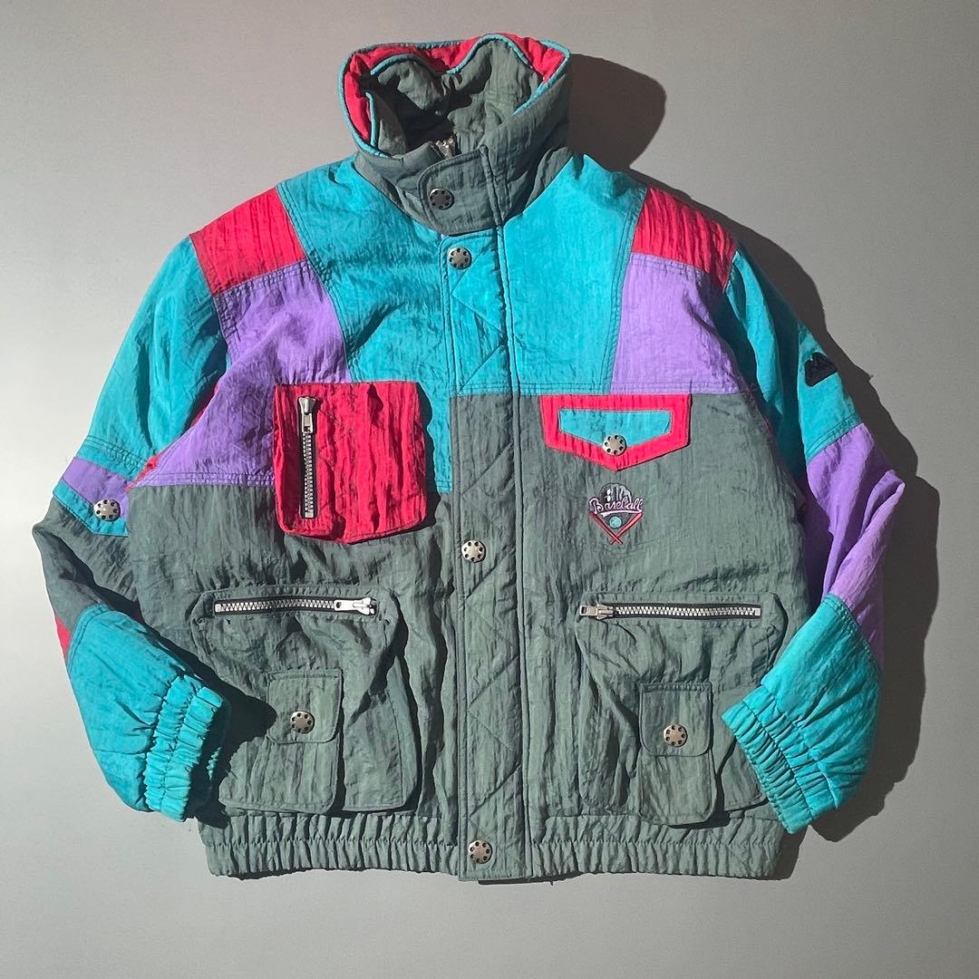 古着 スキーナイロンジャケット 中綿ブルゾン マルチカラー