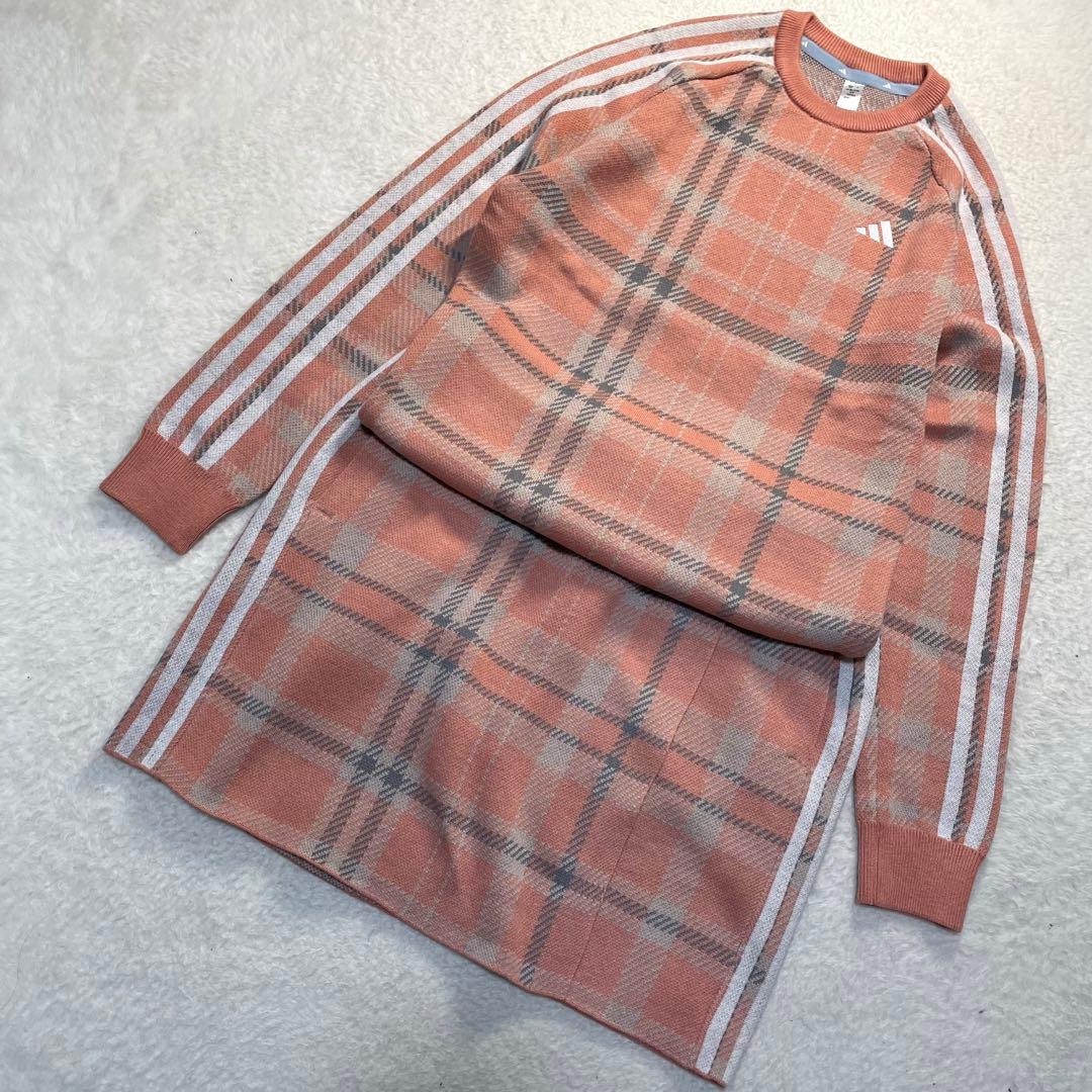 新品未使用【アディダスゴルフ】ニット　セットアップ　スカート　ピンク　M