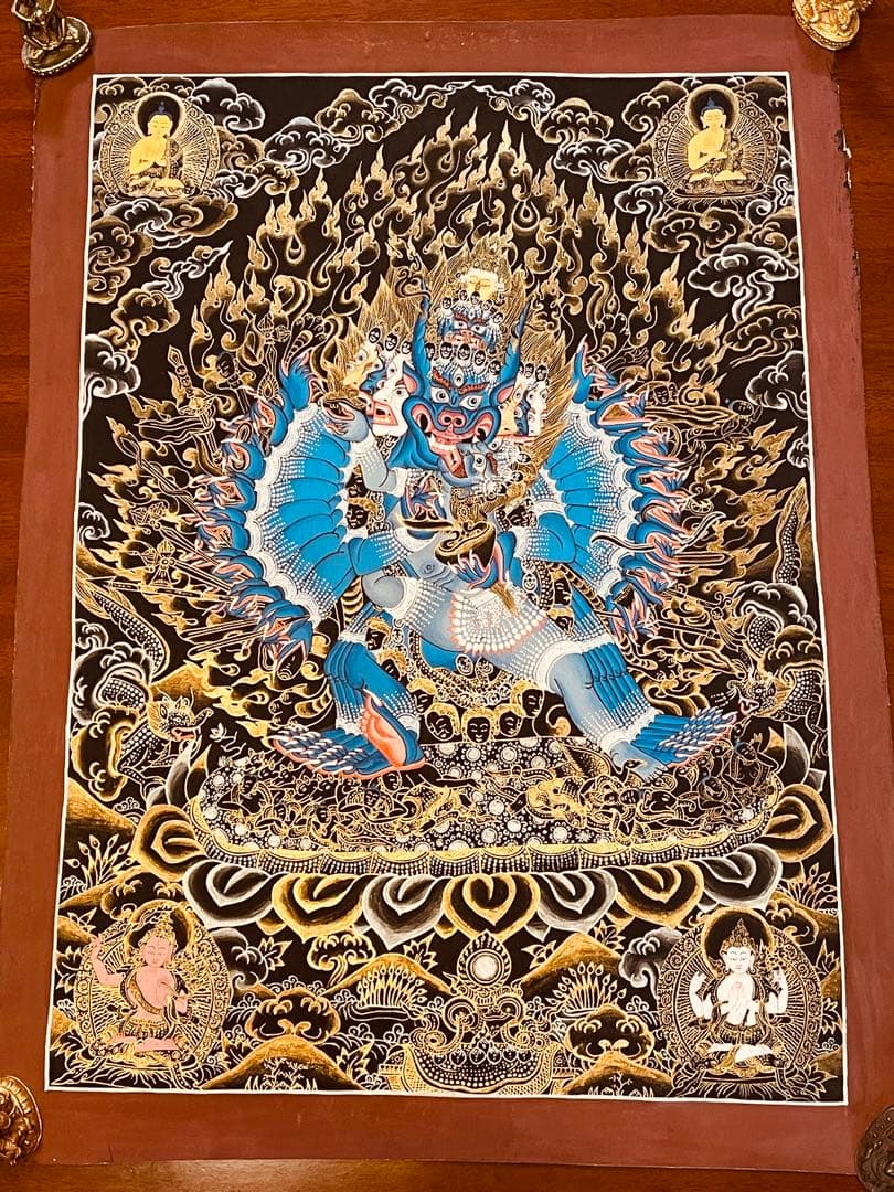 肉筆画 一点物 ヤマーンタカ 歓喜天 大威徳明王 曼荼羅 タンカ