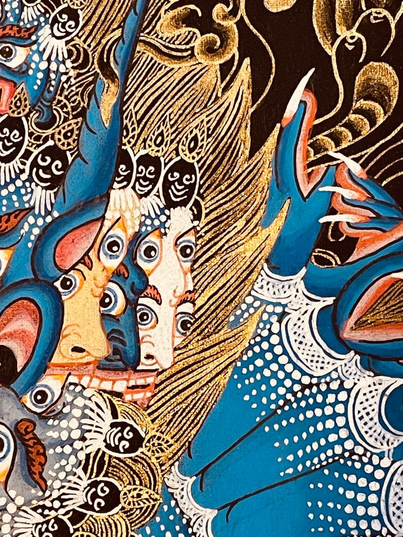 肉筆画 一点物 ヤマーンタカ 歓喜天 大威徳明王 曼荼羅 タンカ