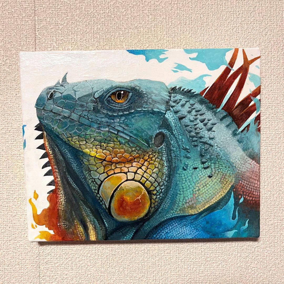 リザーアイズアクリル画 イグアナ