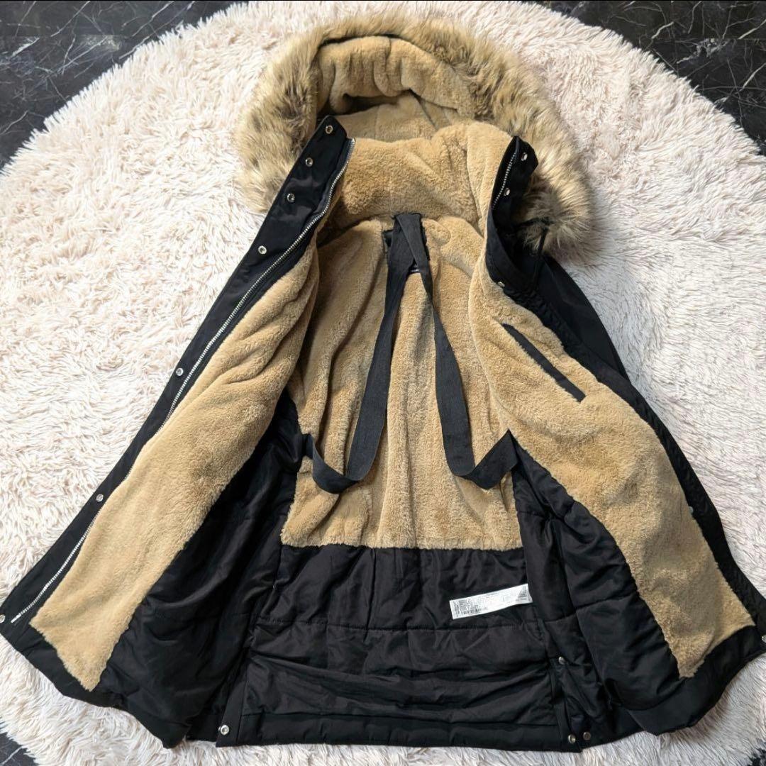 【極美品】ZARA モッズコート 黒 ファー 極暖 L