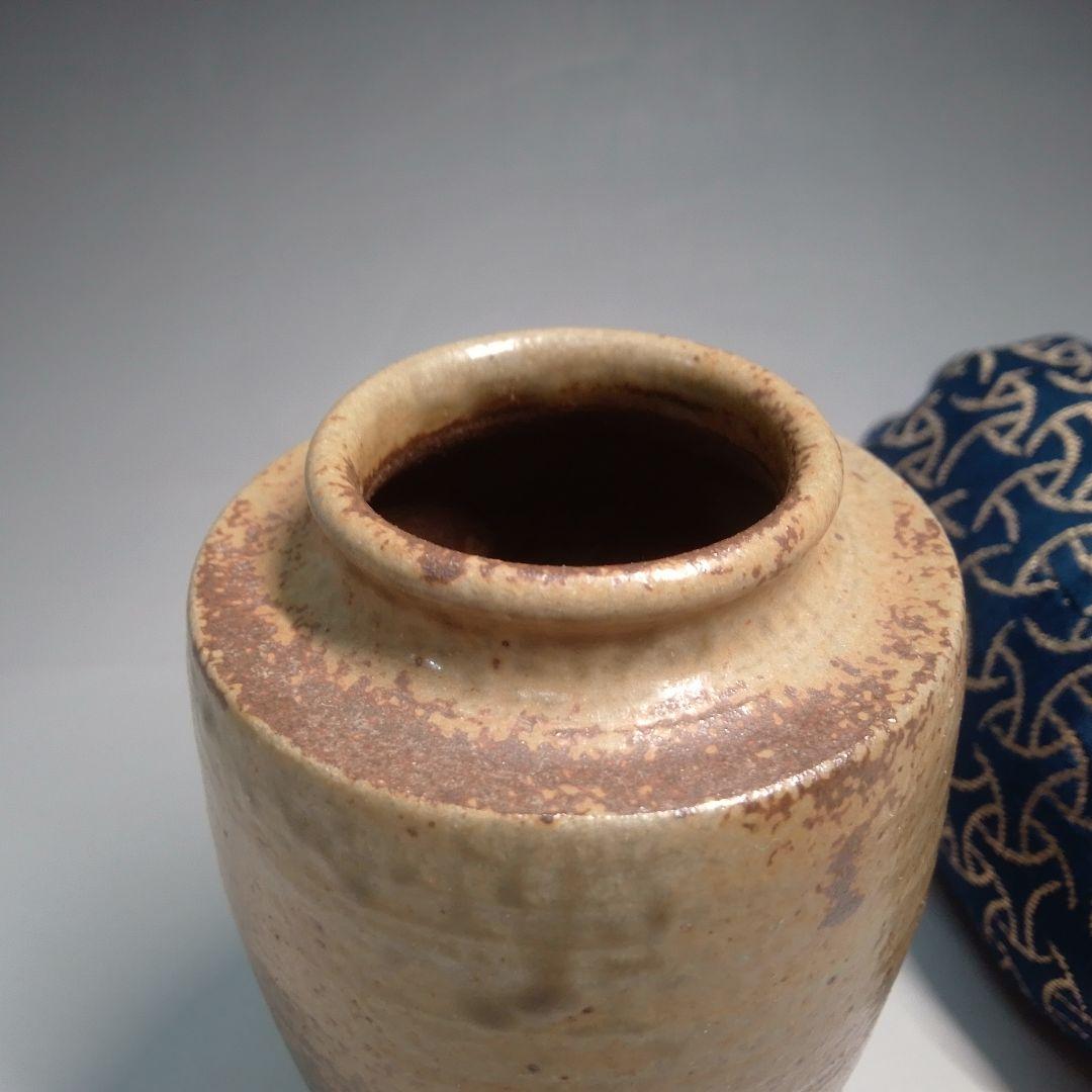 丹波焼　茶入　久田宗也　尋牛斎　初音　肩付茶入　駒繋金襴　コマツナギ