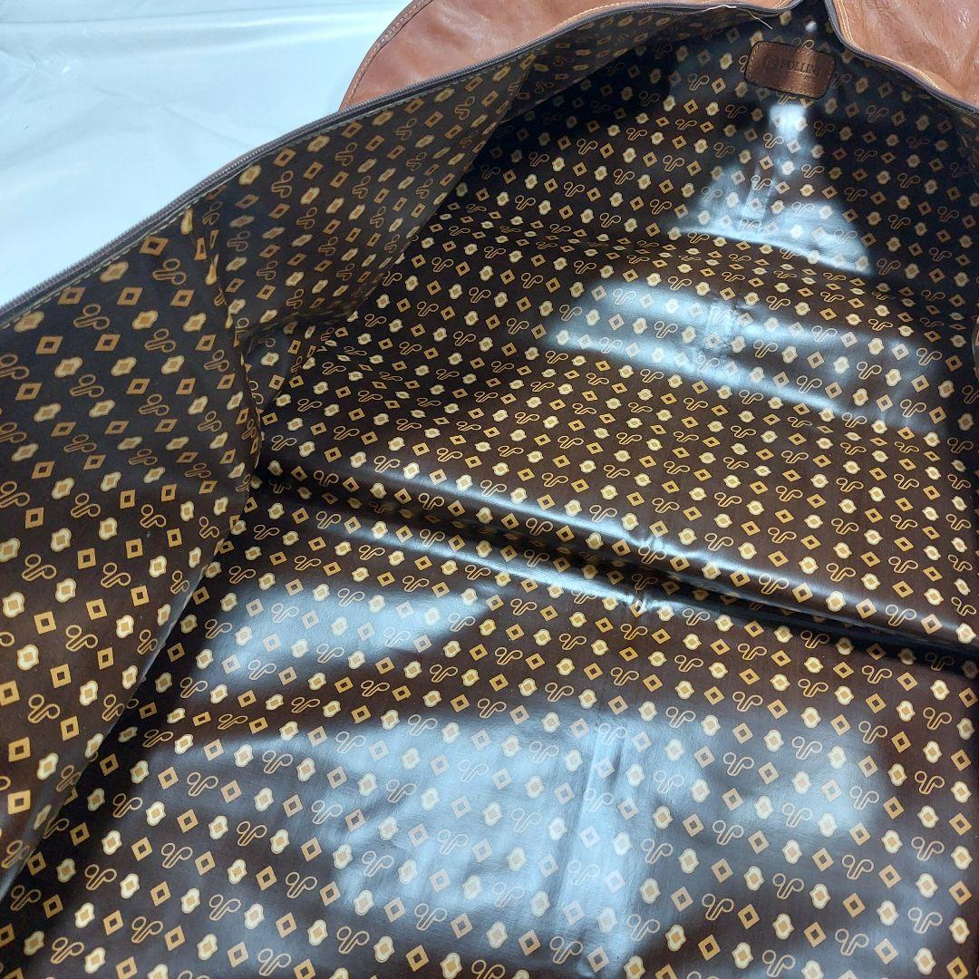 最高級バケッタレザー本革ガーメントバック　衣装ケース茶色ゴールドカラーのハンガー