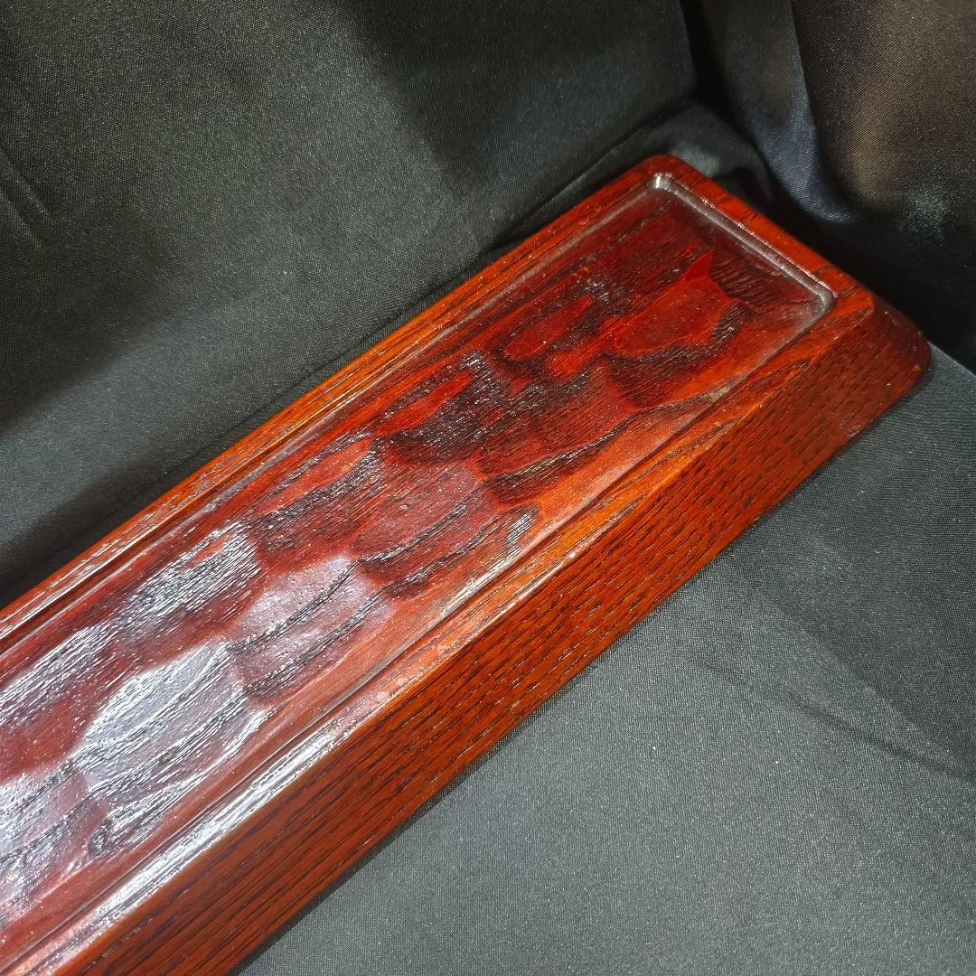 茶道具 烏城彫煎茶盆 一刀彫 道人作 くり抜き 時代物 未使用美品 旧家蔵出し