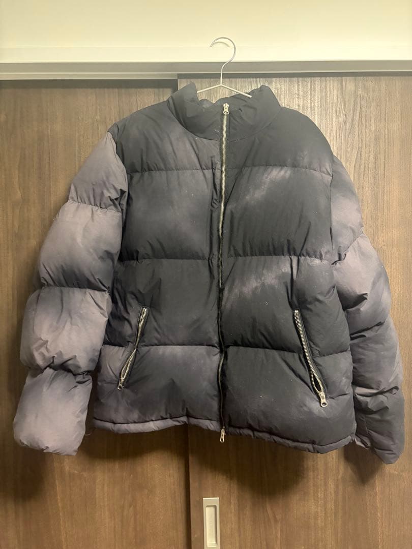 グレー ジッパー付きダウンジャケット