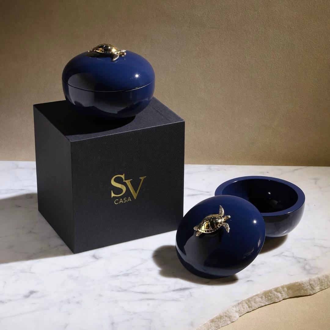 SV CASA ネイビー 亀装飾 収納ボックス ジュエリーケース 定価3万円相当