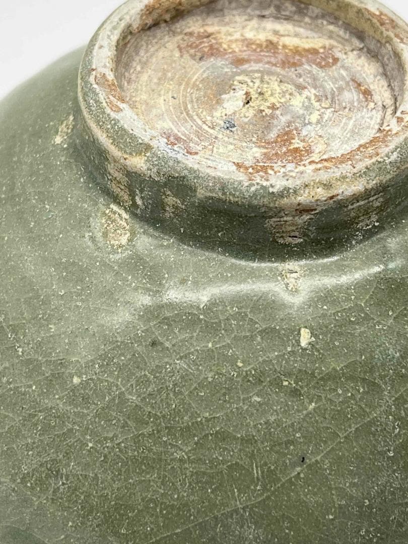 南宋時代～元時代　青磁 龍泉窯刻花唐草文碗　耀州窯皿　龍泉窯(C-76)