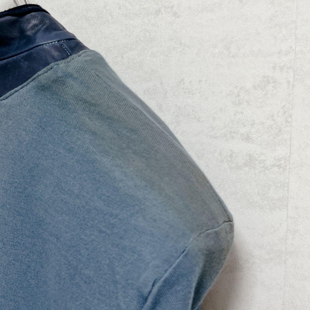 『sisii シシ』レザーライダースジャケット 牛革 洗濯可 ダブルジップ 紺青