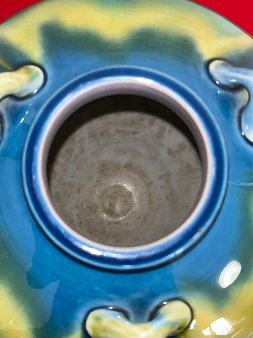 人間国宝 三代 徳田八十吉（正彦銘）耳付壺 高さ約19.5cm T166 共箱付