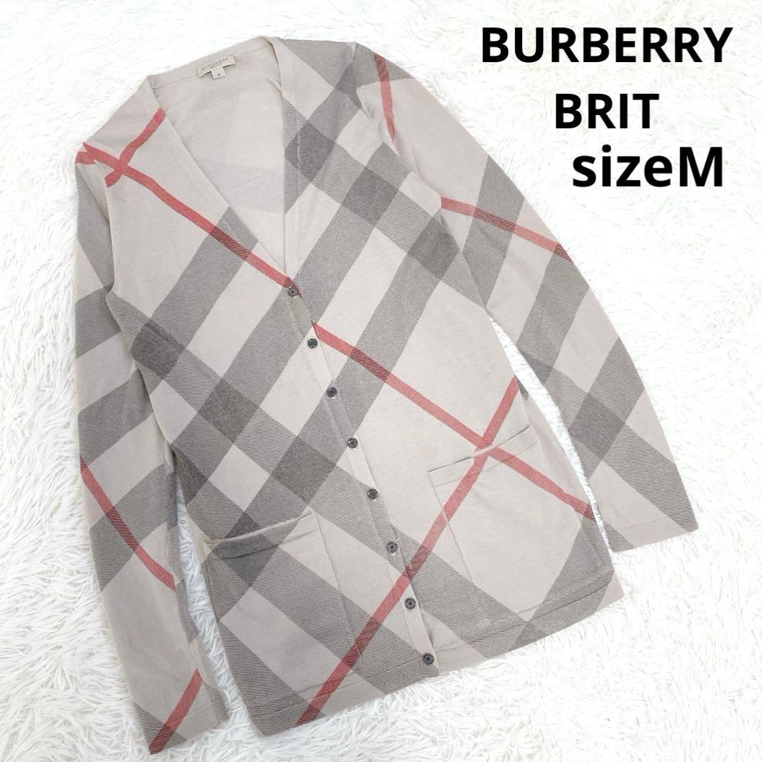 希少 BURBERRY メガノバチェック柄 カーディガン カシミヤ混 ベージュ