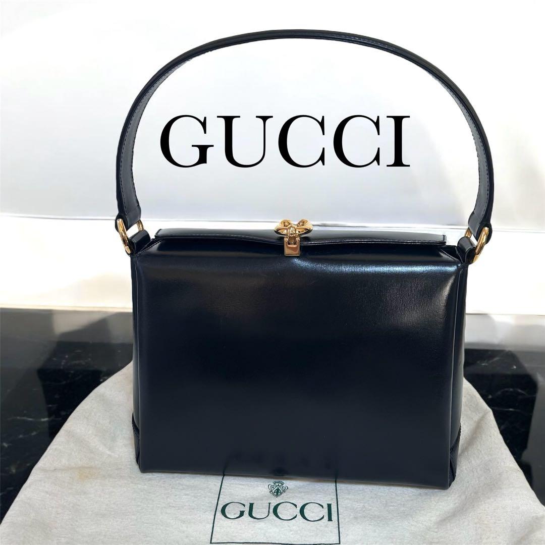 GUCCI カーフハンドバッグ　濃紺