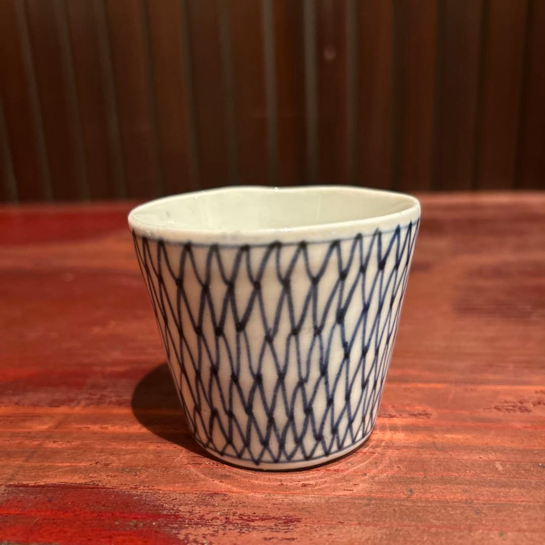 古伊万里染付　網目　猪口　江戸中期