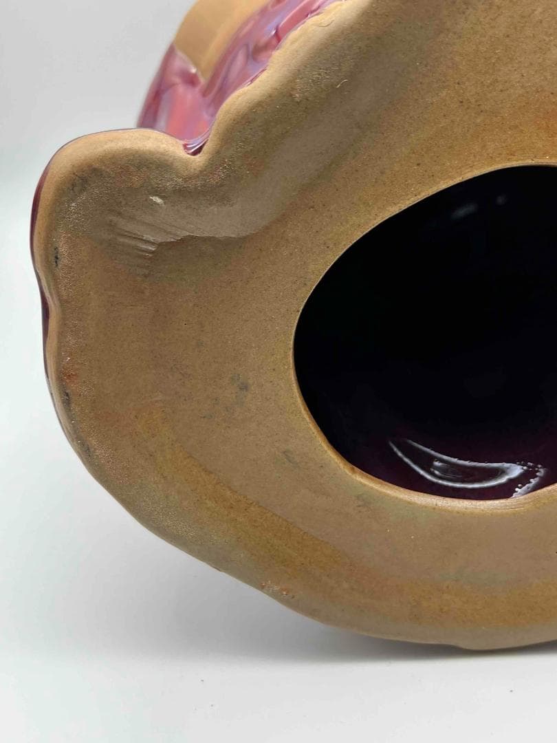 清时代 鈞窯　紫紅釉弥勒菩薩　窯変釉　辰砂　唐物　古賞物(B-31)