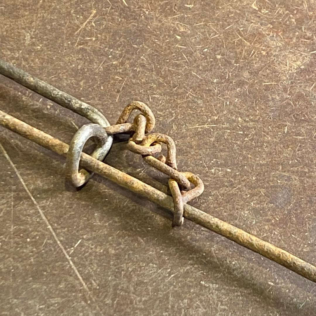 錆鉄自在鉤と古い鉄製の物掛け 二点セット