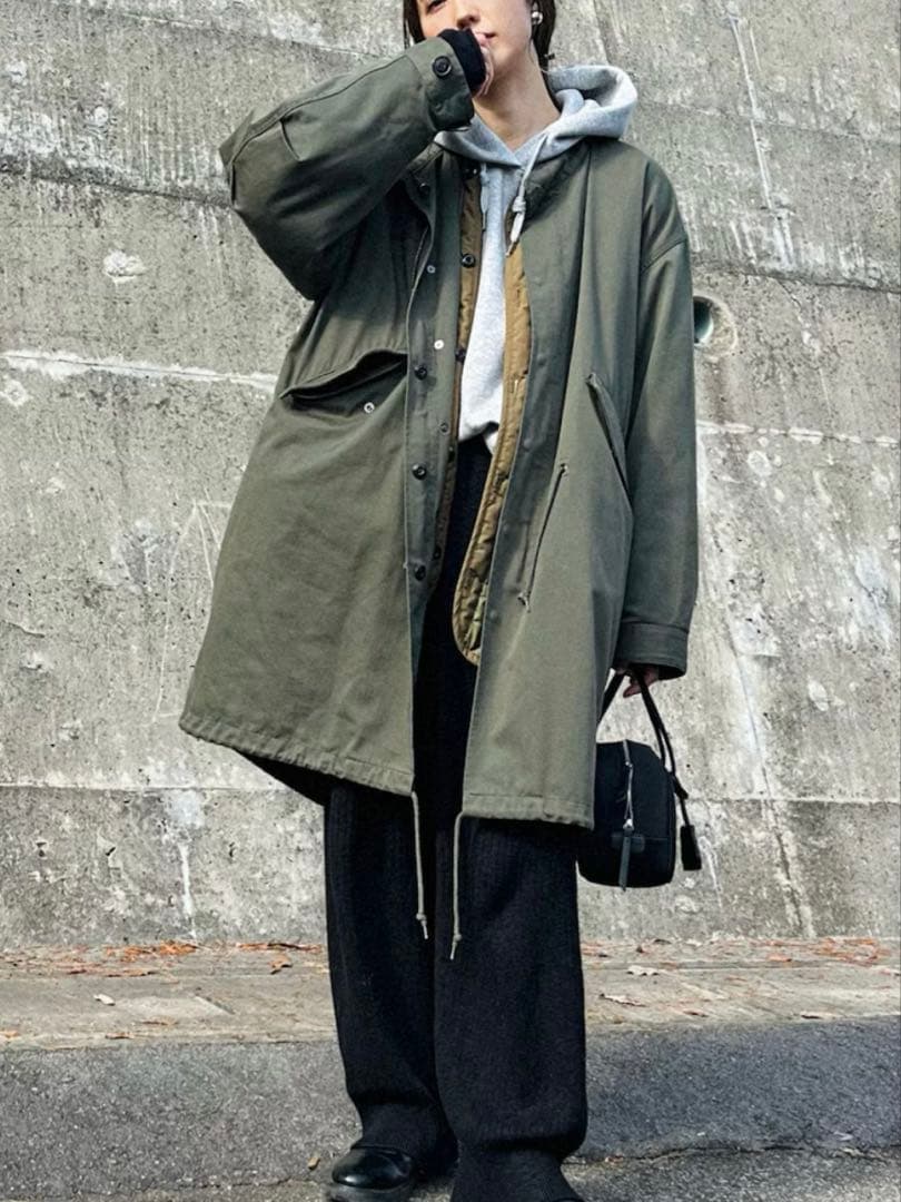 アダムエロペM-65ライナー付ビッグシルエットモッズコートSユニセックス