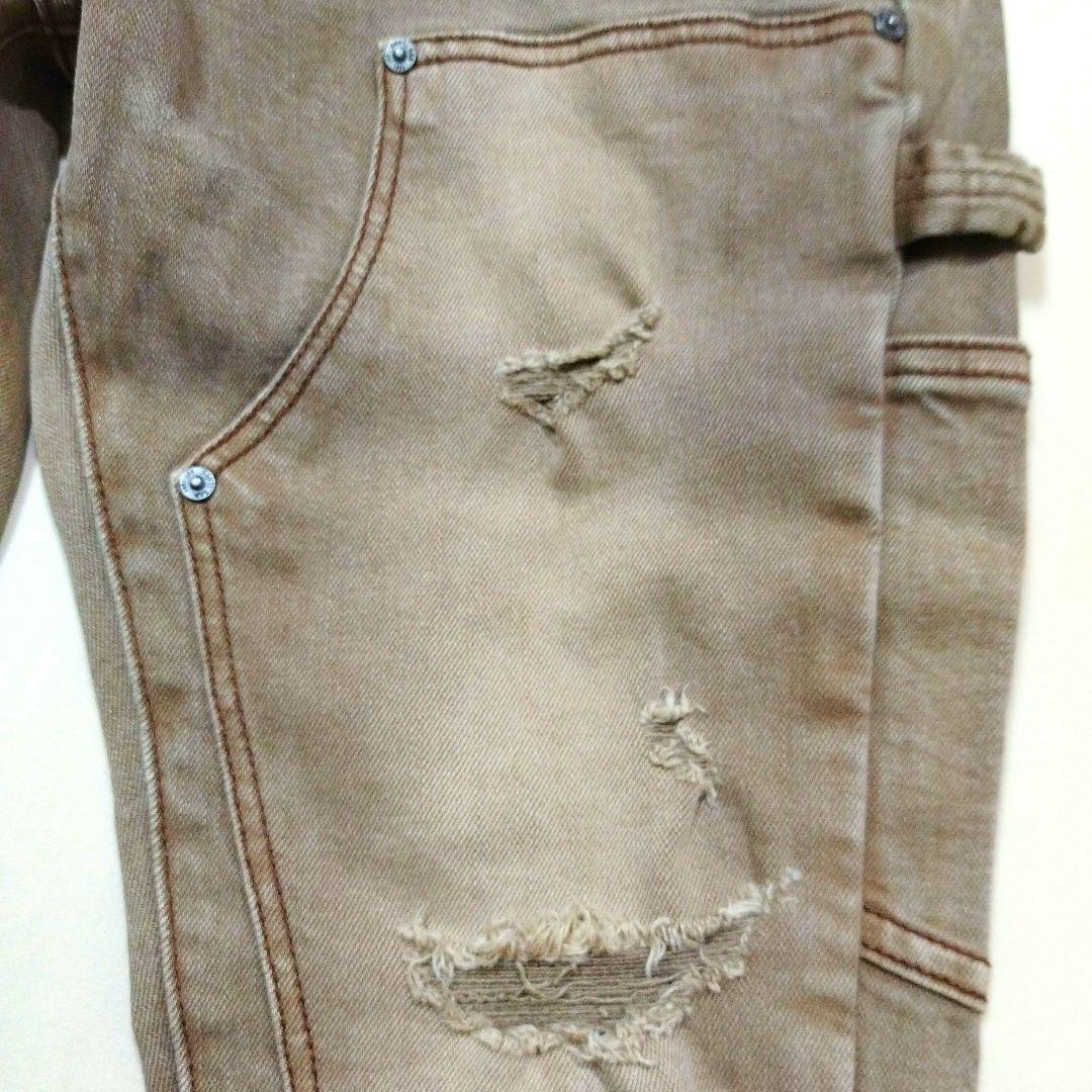 ESNTL LAB　ハードダメージフレアデニムパンツ　ビンテージ加工　茶系　30