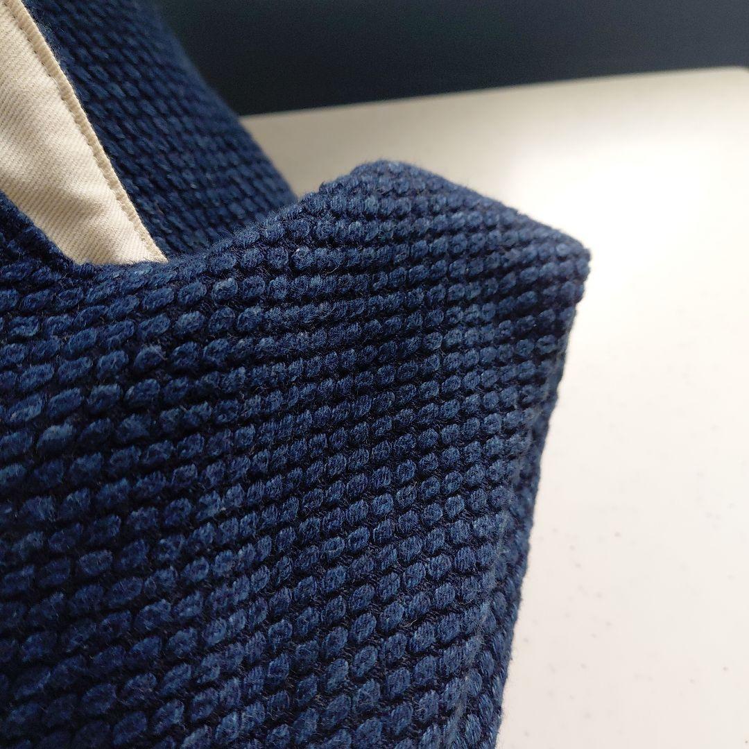 武州正藍染　手提げバッグ　小　二重刺子　濃紺