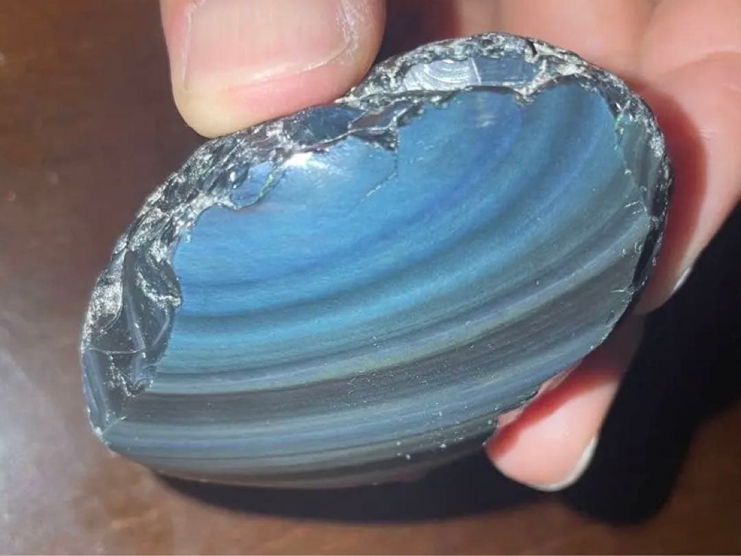 研磨品　十勝石玲瓏特級品　ブルーベースレインボーオブシディアン