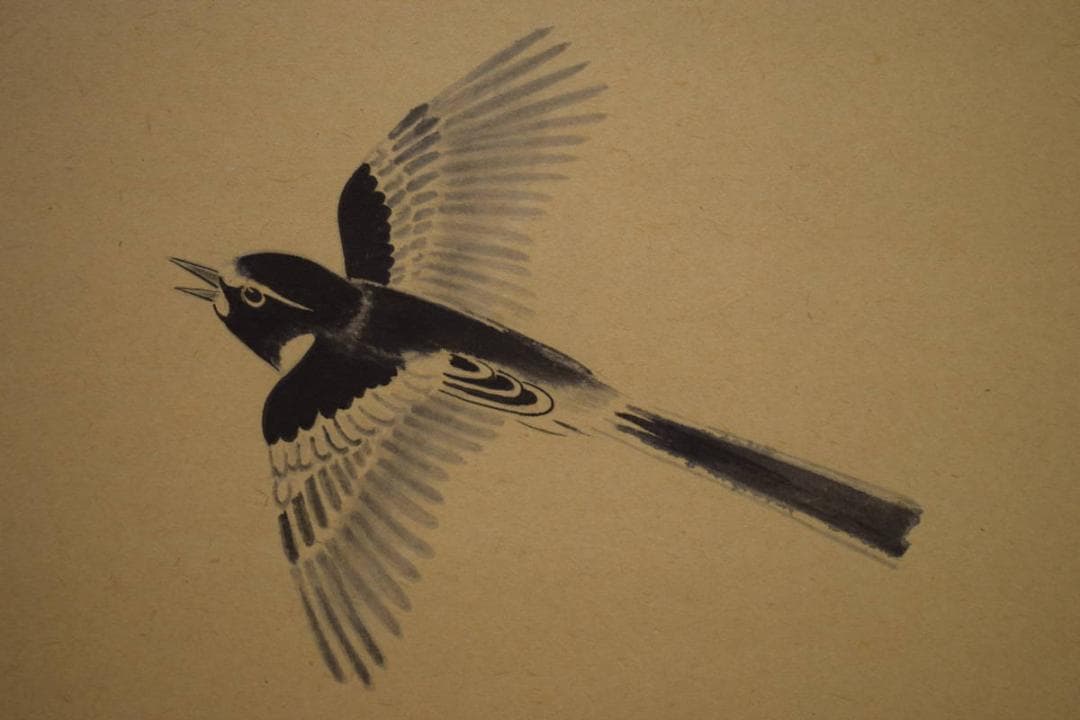 真作/斎藤翠紅/涼風/紅葉に小禽図/桐共箱付/布袋屋掛軸HI-925