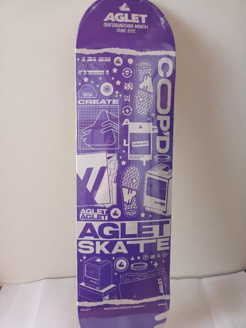 AGLET SKATE デッキ 紫色 グラフィックプリント