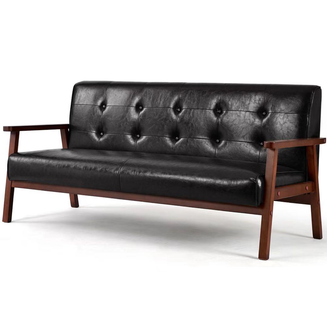 【新品】3人掛けPVCレザーソファ 合皮 お手入れ簡単