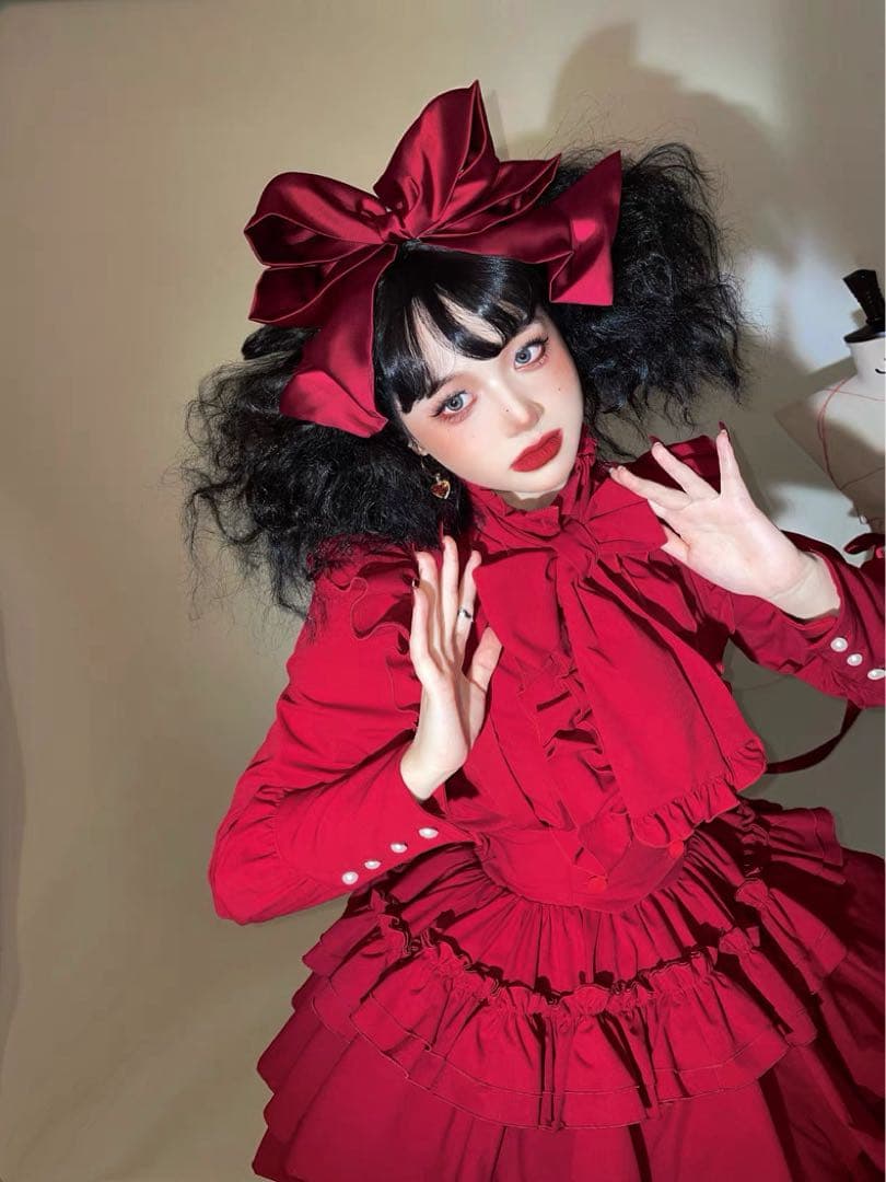 即納♡ catcocoon クラシカルドール　長袖 セットアップ　赤