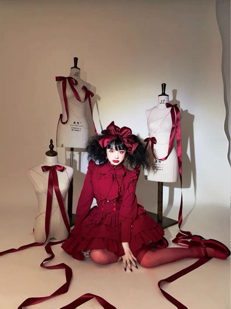 即納♡ catcocoon クラシカルドール　長袖 セットアップ　赤