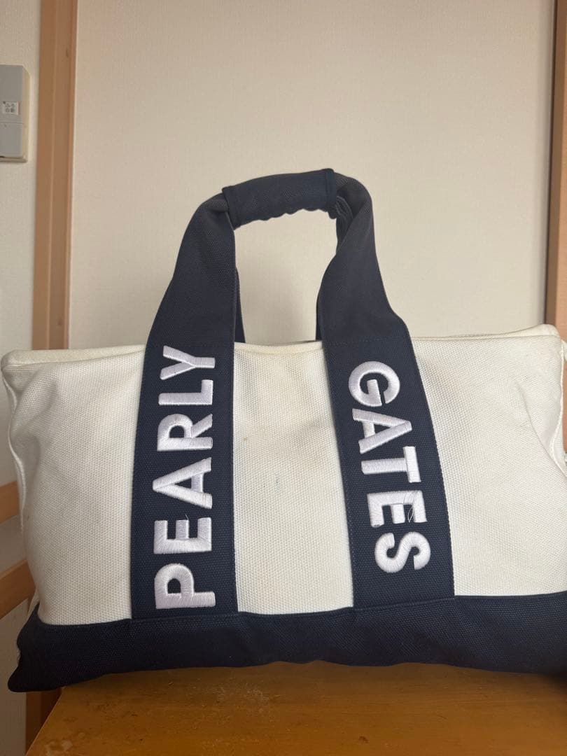 PEARLY GATES ロッカーバッグ ホワイト/ネイビー