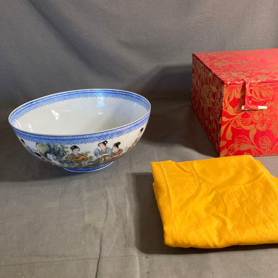 【景徳鎮製】景徳鎮の伝統　中国の名窯　乾隆年製　錦宮廷女官図　極薄胎　大鉢