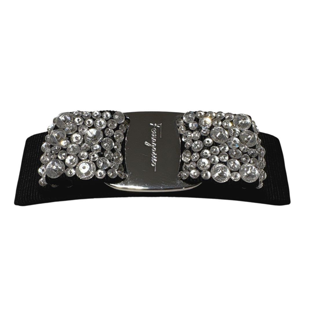 ［極美品］FERRAGAMO フェラガモ　ヘアアクセサリー　バレッタ　ストーン