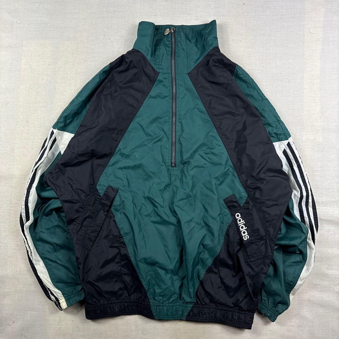 80s adidas ハーフジップ ナイロンジャケット アノラック L 希少