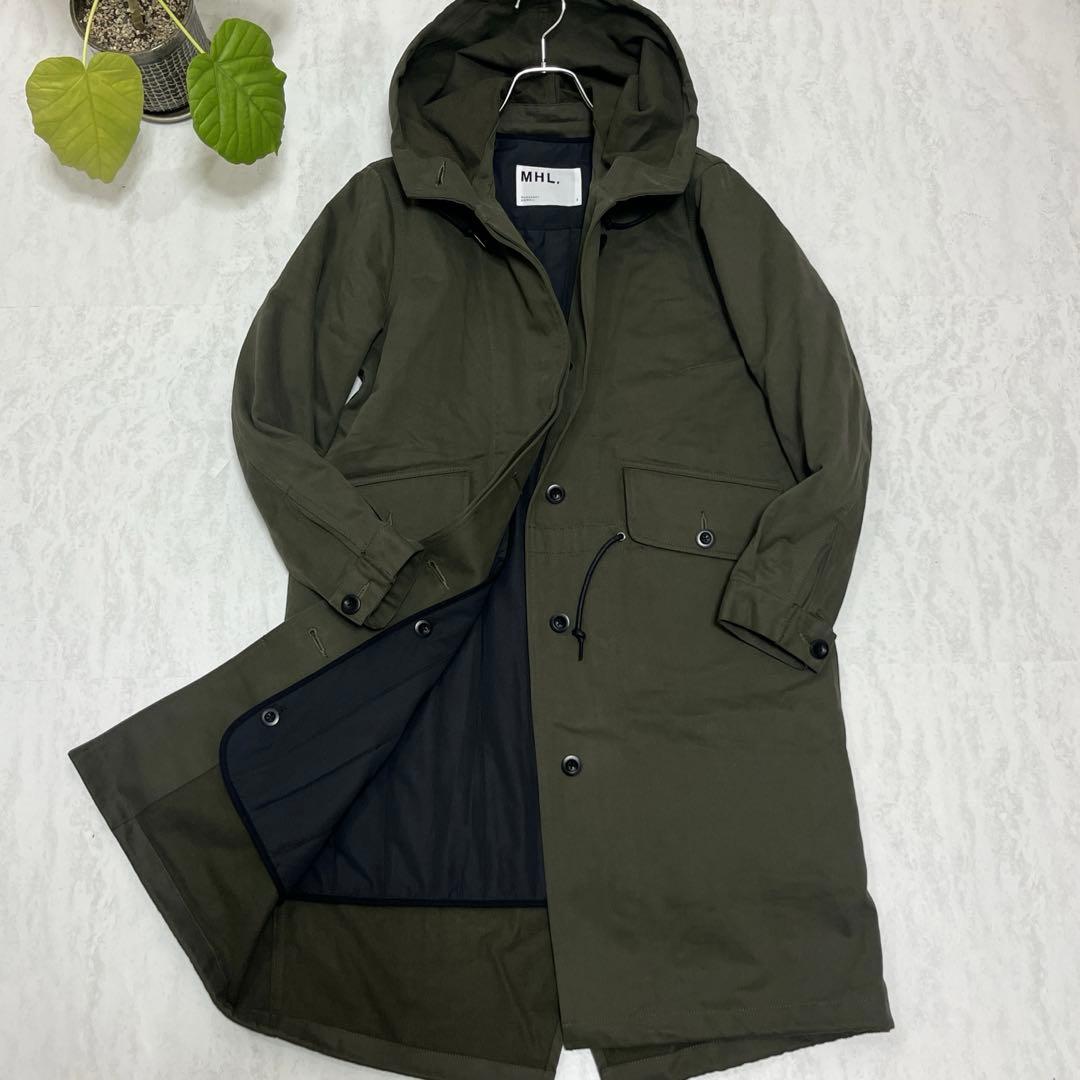 美品『 MHL.』 モッズコート/ライナー取外し/比翼仕立て/オリーブ/春秋冬