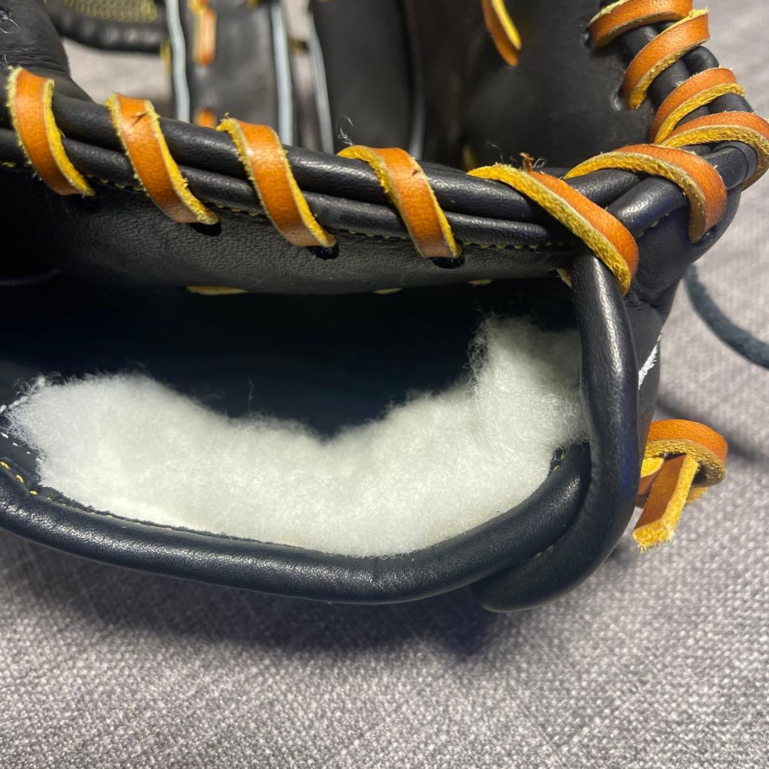 ず*な様 久保田スラッガー 軟式グローブ 黒/オレンジ　内野手用