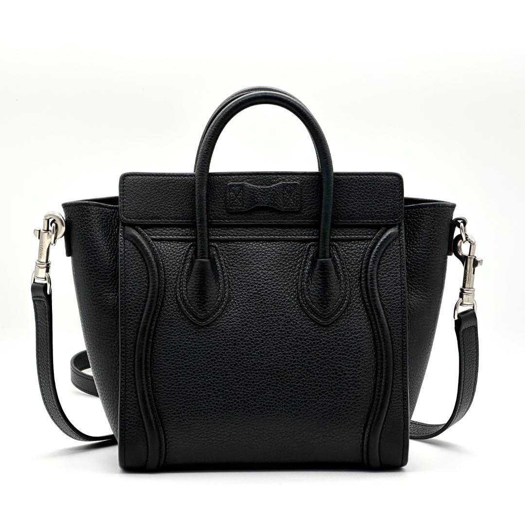 【極美品】セリーヌ　ラゲージ　ナノショッパー　黒　ストラップ付き