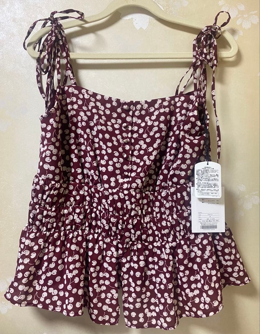 新品未使用‼️ Cherry Pattern Strap Top cherry M
