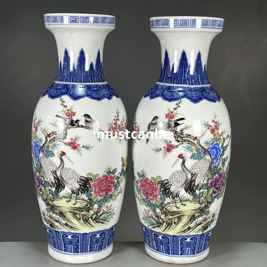 清乾隆花鳥図紋賞瓶 景徳鎮 陶磁器 装飾品 現代工芸品 美術品 置物