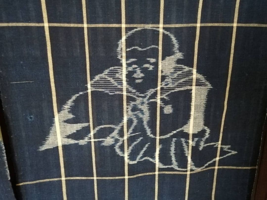 古い絵絣　ハギレ　人物文4点まとめて