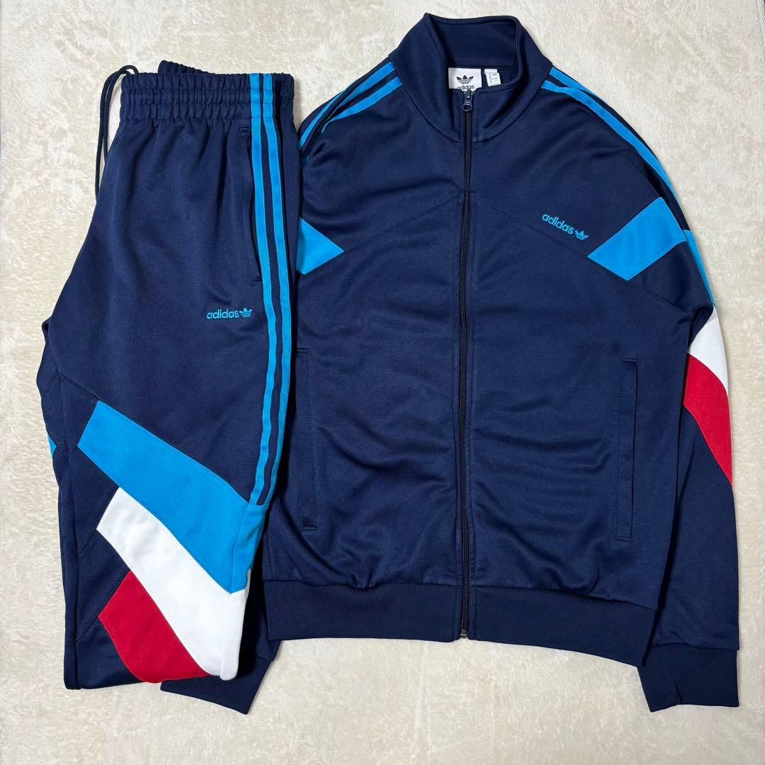 アディダス トラックジャケットパンツ　パネル切替　上下セットアップ　マルチカラー