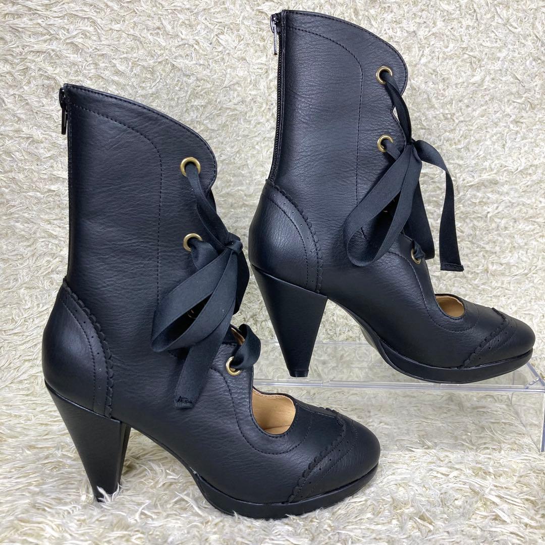 『未使用』ヴィクトリアンメイデン ショートブーツ レースアップ ブラック 23